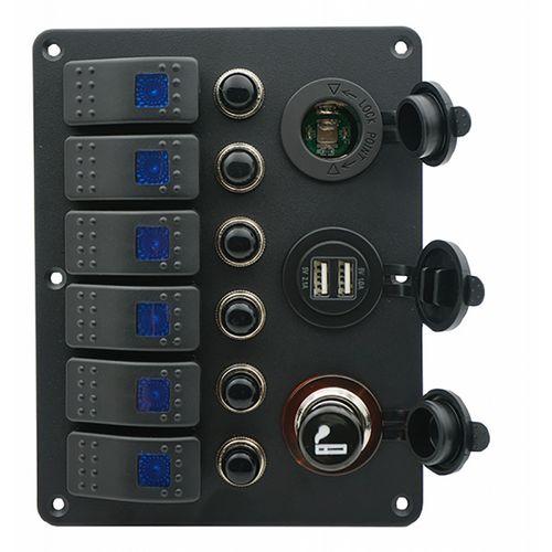PANNELLO A 6 INTERRUTTORI CON USB E ACCENDISIGARI