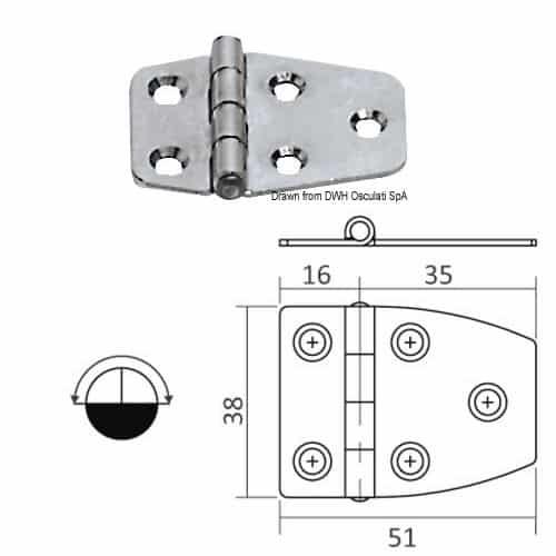 CERNIERA INOX 51X27 MM