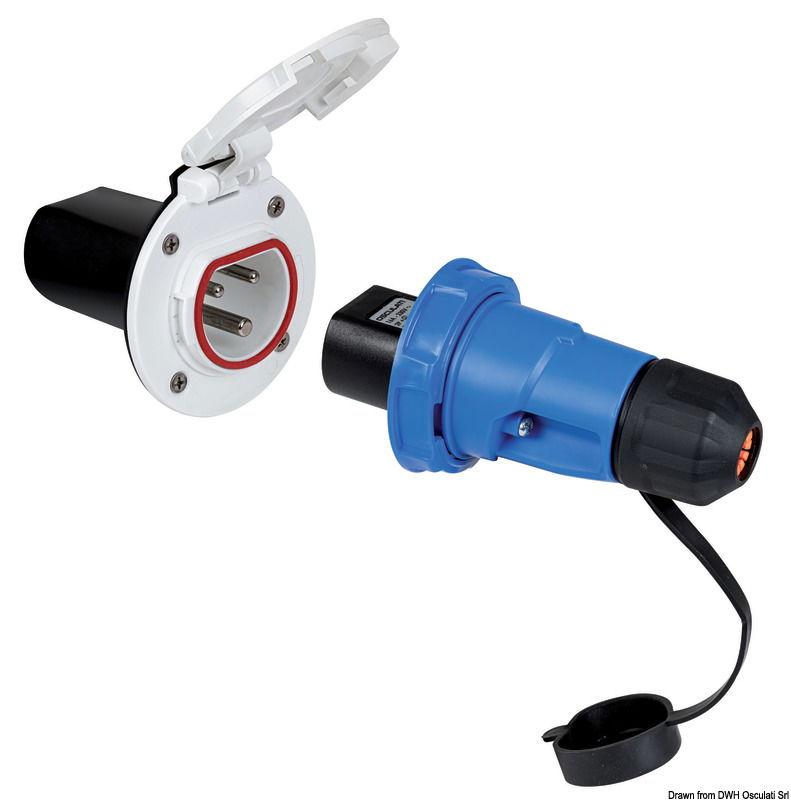 Presa elettrica Cruiser 16 A nera con cover inox