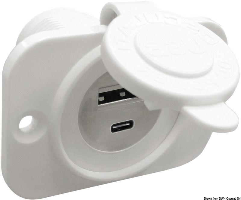 Presa incasso doppia USB Type-A + Type-C bianca