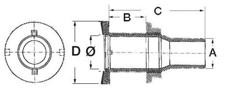 Scarico a mare inox 1" x 31 mm