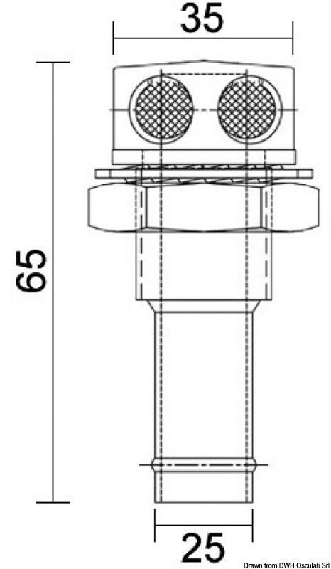 Sfiato inox 25 mm dritto