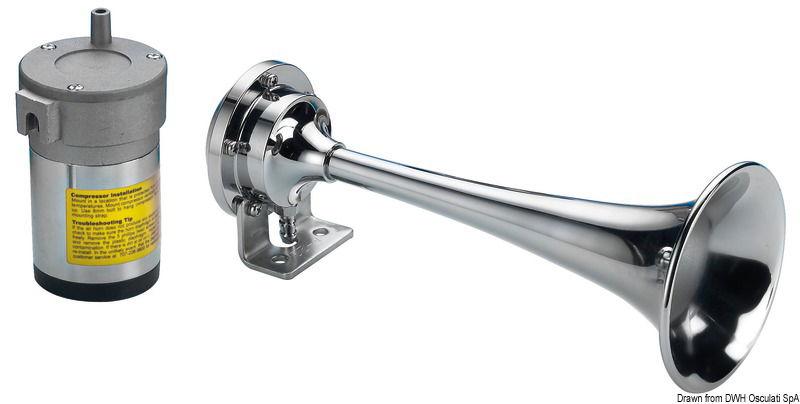 Tromba cromata 1 corno 12 V