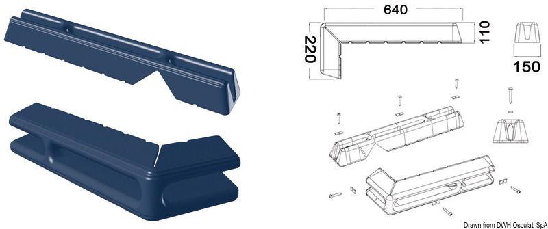 Protezione per pontile 640 + 220 mm blu