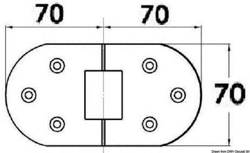 Cerniera inox no fori 137x70 mm