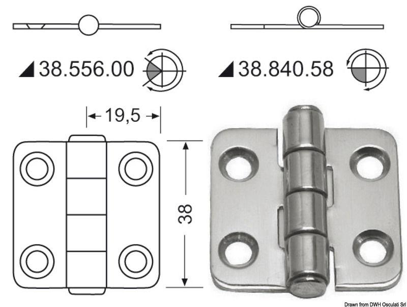 Cerniera inox 38x39 mm