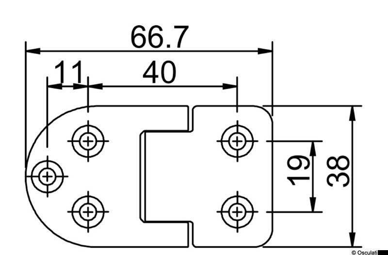 Cerniera autoreggente 67x38 mm nodo sporgente