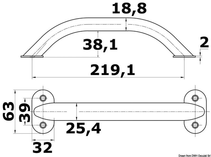 Handrail 8-5/8" (oval bracket) ss304
