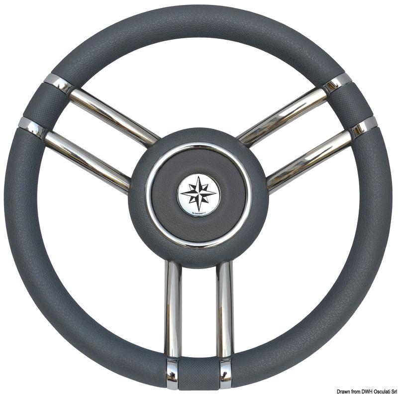 Volante Apollo inox+poliuretano Ø 350 mm grigio