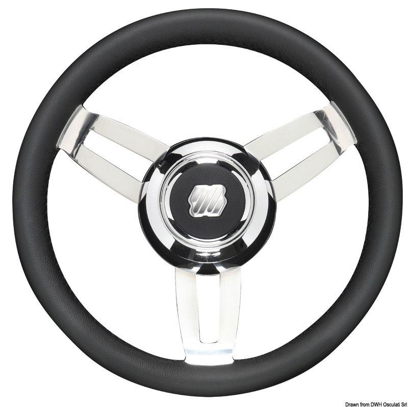 Volante Morosini nero 350mm razze inox 304