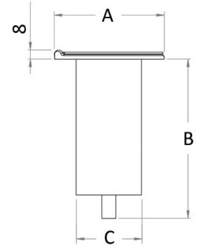 Boccola da incasso con cerniera dritta