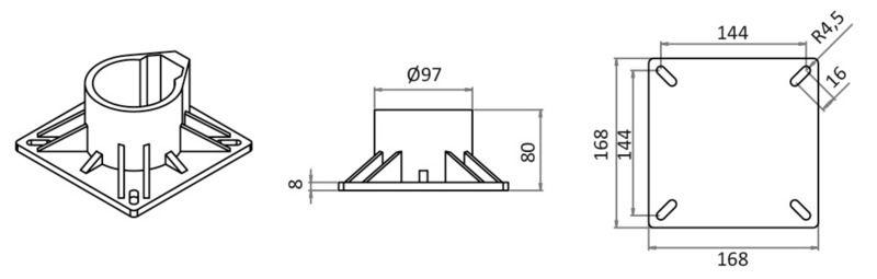 Colonnina light 45 cm base lucida