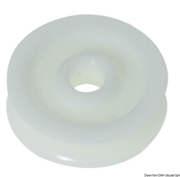 Puleggia in delrin mm 56 per cime Ø mm 12 bianca