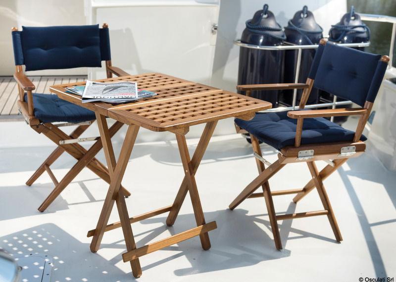 Sedia teak pieghevole rivestimento blu navy
