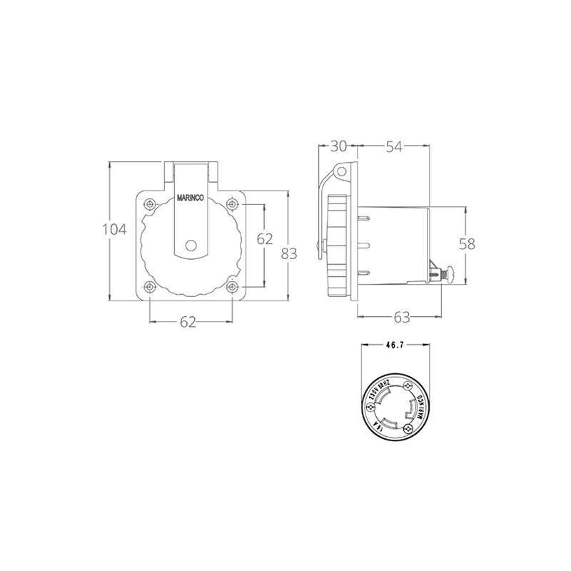 SPINA 2P+T 220V. 16A IP56 IN ACCIAIO INOX - immagine 2