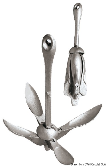 - Versione in acciaio fuso e zincato a caldo. Contrappeso sul fusto per un migliore bilanciamento dell’ancora (sistema SAV norvegese).- Versione in acciaio inox AISI 316 lucidato a specchio, ideali per tender.
