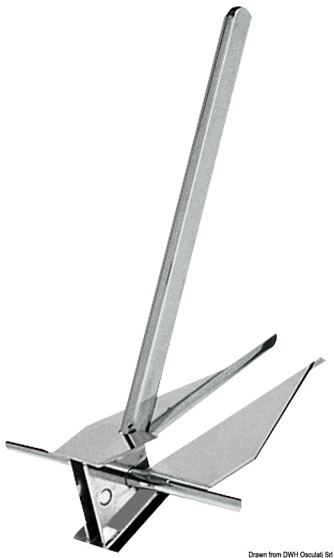 In acciaio inox AISI 316 lucidate a specchio. Ideale per ancoraggio su fondi fangosi e sabbia.