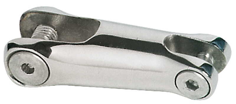 Giunto in acciaio inox AISI 316 senza sporgenze per collegare la catena all’ancora. Facilita la risalita attraverso il musone di prua della catena e dell’ancora evitando il problema del tradizionale grillo che spesso si impiglia.