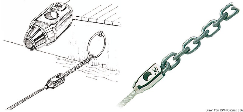 Progettati per collegare la catena dell’ancora alla relativa cima, evitando il nodo, oppure per gli ormeggi di poppa. Costruiti in acciaio inox-AISI 316 lucidati a specchio.