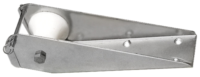 In acciaio inox 304, finitura Chromelux®, completo di puleggia in nylon e spina di sicurezza superiore.