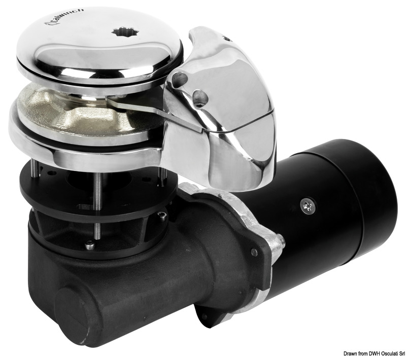 Verricello verticale completamente in acciaio inox AISI 316.Fornito con sensore contametri integrato.Consigliato per barche fino a 20 m.Nella versione con catena 12 mm può utilizzare anche cima da 18 mm.