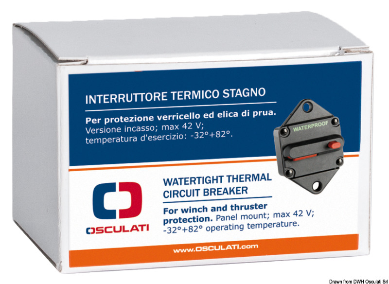 Riarmabili e sganciabili tramite apposita levetta, svolgono contemporaneamente funzioni di fusibile ed interruttore.Fabbricati in accordo con le norme USA SAE J1171 / SAE J1625. Voltaggio ammesso: max 42 V, temperatura d'esercizio: -32° + 82°.Diametro perni 6 mm. x2. IP67 Weatherproof.Con terminali elettrici da 1/4".