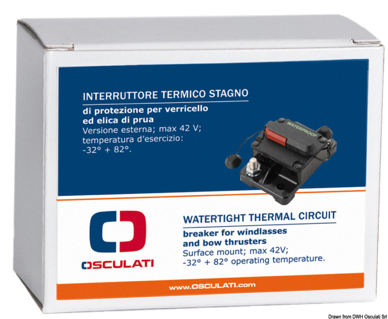 Riarmabili e sganciabili tramite apposita levetta, svolgono contemporaneamente funzioni di fusibile ed interruttore.Fabbricati in accordo con le norme USA SAE J1171 / SAE J1625. Voltaggio ammesso: max 42 V, temperatura d'esercizio: -32° + 82°.Diametro perni 6 mm. x2. IP67 Weatherproof.Con terminali elettrici da 1/4".