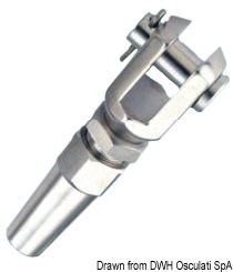 Utilizzabile con cavi in acciaio inox AISI316 da 19/49/133 fili.