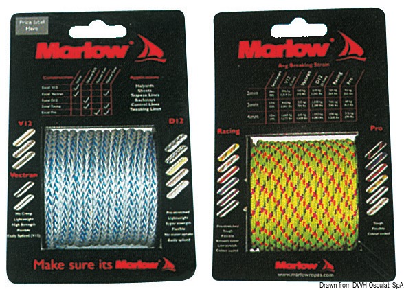 Con anima in poliestere prestirato ideale per scotte gennaker e spi, colori assortiti.Confezionate in blister con stampate le caratteristiche tecniche del prodotto e suggerimenti d’impiego. Grazie alla facilità di esposizione ed il loro costo contenuto permettono di tenere una vasta varietà di cime per derive ed usi misti con un investimento limitato.