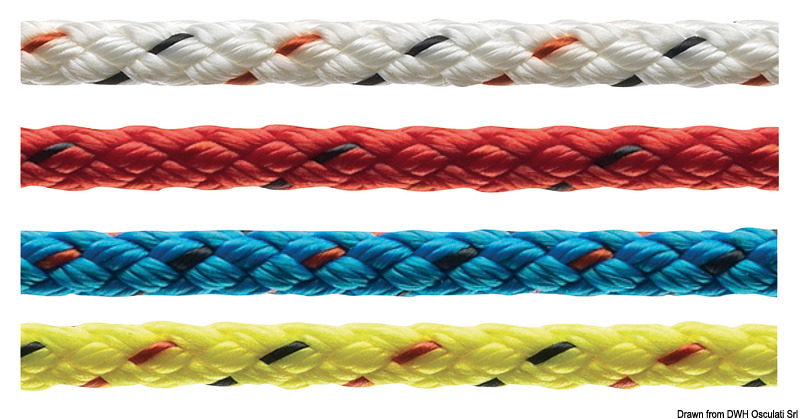 Treccia in poliestere a 8 capi. Ideale per: scotte spynnaker; carica basso, vang, paterazzi e drizze. Caratteristiche: cima molto compatta e flessibile con buona tenuta su strozzatori e bitte. Resistente all'abrasione. Anima: filo continuo di poliestere.