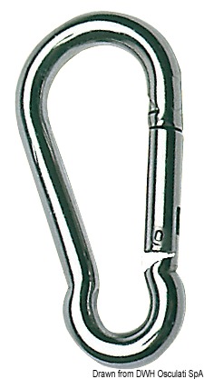Con molla in acciaio inox, versioni senza occhio o con anello a redancia sull'occhio.