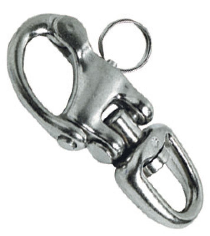 In acciaio inox AISI 316; modello a doppio snodo e con occhio girevole.