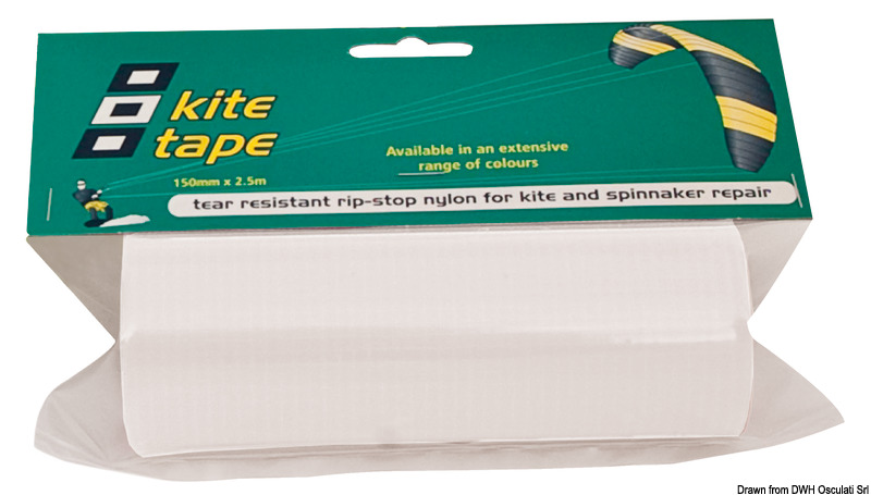 Nylon autoadesivo antistrappo / blocco strappo perfetto per riparare le vele di kite o delle derive. Si applica, ripara la lesione ed evita che questa si allarghi.
