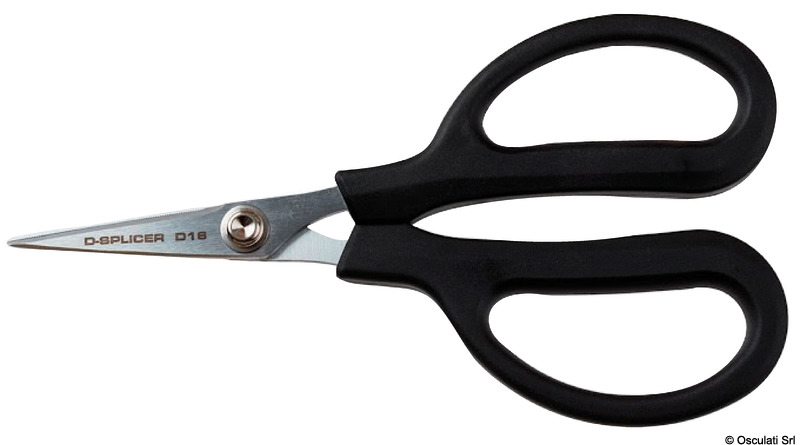 Forbici progettate per tagliare super fibre come: Dyneema, Vectran, Stirotex.