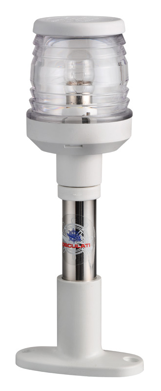 Per imbarcazioni < 20 m. Asta con tubo in acciaio inox, con fanale certificato COLREG72.