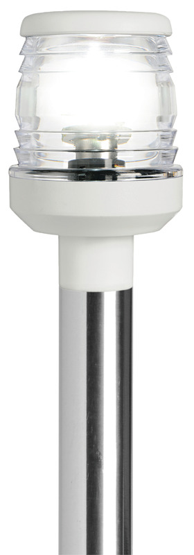 Per imbarcazioni < 20 m. Base in acciaio inox AISI 316 con regolazione autobloccante a varie altezze, l'asta in acciaio inox può svolgere anche la funzione di portabandiera.