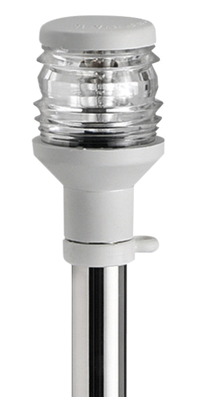 Per imbarcazioni < 20 m. Base in acciaio inox AISI 316 con regolazione autobloccante a varie altezze, completamente in acciaio inox, funge sia da portabandiera che da luce di coronamento.