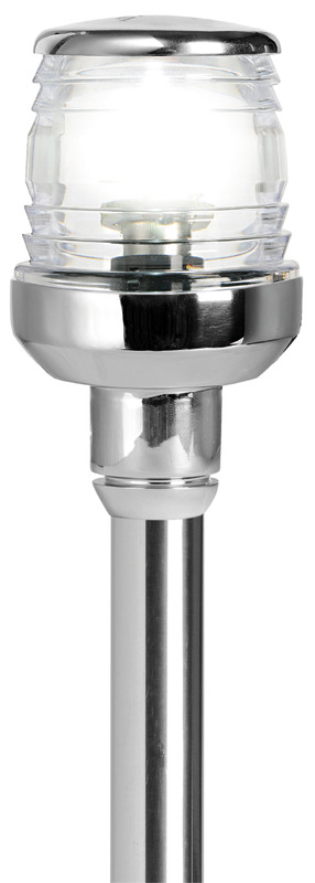 Per imbarcazioni < 20 m. E' provvista di una speciale basetta in acciaio inox AISI 316 con contatti a scatto. Inserendo l’asta nella basetta, si attiva automaticamente il contatto.