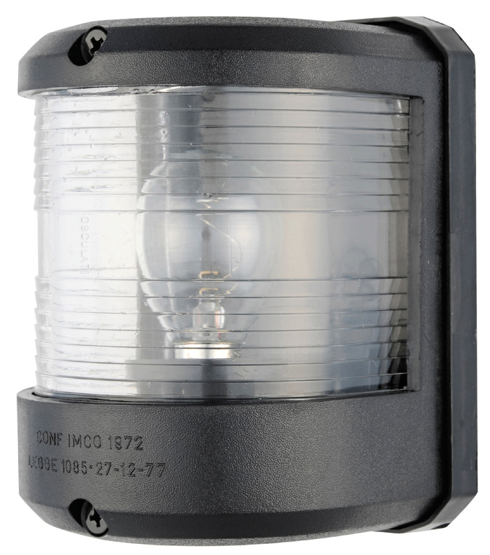 Fabbricati in policarbonato con lenti in plexiglass. Certificate COLREG72, per imbarcazioni da diporto fino a 20 m.Lampadina di ricambio 14.220.00 (12V - 25W) e 14.220.01 (24V - 25W)
