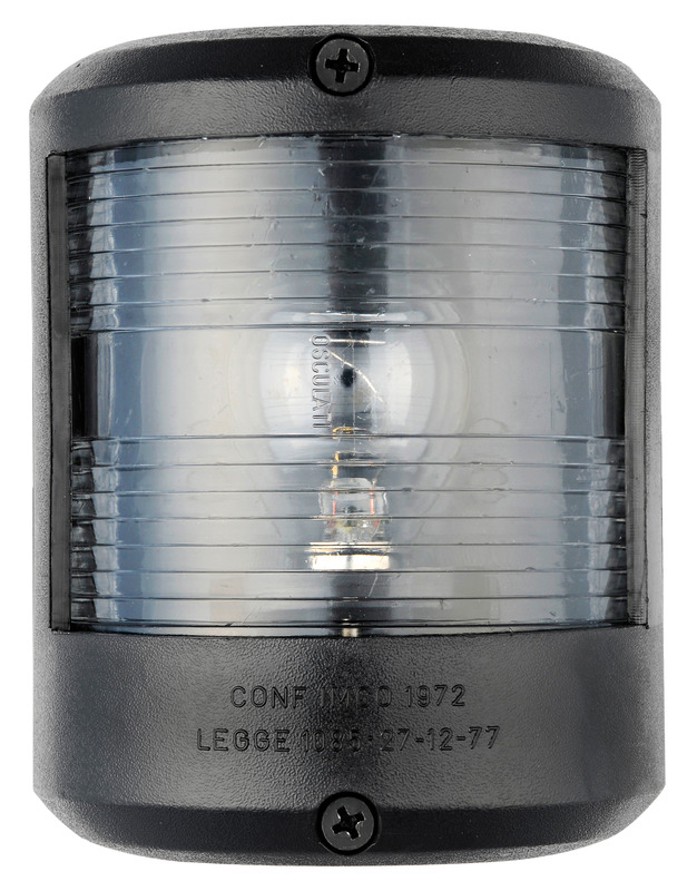 Fabbricati in policarbonato con lenti in plexiglass. Certificate COLREG72, per imbarcazioni da diporto fino a 20 m.Lampadina di ricambio 14.220.00 (12V - 25W) e 14.220.01 (24V - 25W)