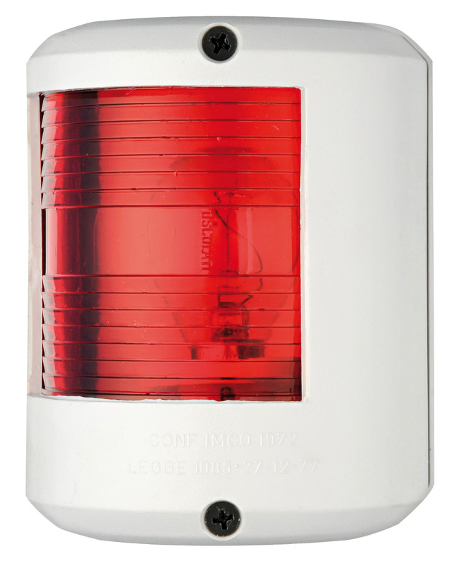 Fabbricati in policarbonato con lenti in plexiglass. Certificate COLREG72, per imbarcazioni da diporto fino a 20 m.Lampadina di ricambio 14.220.00 (12V - 25W) e 14.220.01 (24V - 25W)