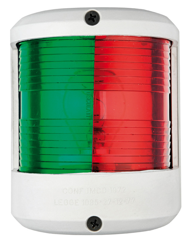 Fabbricati in policarbonato con lenti in plexiglass. Certificate COLREG72, per imbarcazioni da diporto fino a 20 m.Lampadina di ricambio 14.220.00 (12V - 25W) e 14.220.01 (24V - 25W)