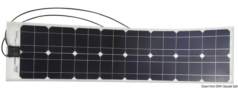 Fabbricati con celle solari aerospaziali ad alta performance. Sono pannelli di ultima generazione ultrasottili, solo 1,7 mm, e ultraflessibili. Efficienza celle mono 17,25%. Il pannello è composto da un sandwich formato da un supporto plastico + celle solari + rivestimento superficiale in resina epossidico UV resistente. Il fissaggio avviene tramite biadesivo. Cavo di connessione con spina MC4 incluso.Versione A: pannelli mono-cristallini.Versione B: equipaggiati con celle americane ad altissima efficienza Sun Power. Si ottiene un minor ingombro con un'efficienza superiore del 23% rispetto alle celle standard.