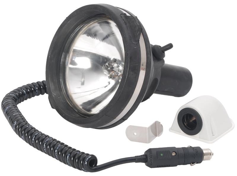 Forniti di bulbo stagno "G.E", completi di cordone estensibile, lunghezza 2,5 m, spina e presa stagna. Con staffa in acciaio inox AISI 316 per installazione a parete.