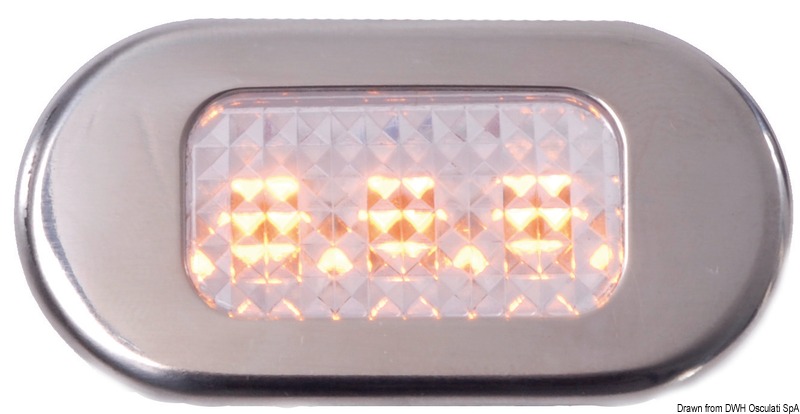 Corpo in policarbonato traslucido. Ghiera in acciaio inox. Adatta per illuminare gli scalini. Montaggio tramite viti.