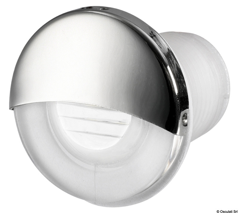 In tecnopolimero con palpebra di acciaio inox AISI 316 lucidato. Montaggio passante.