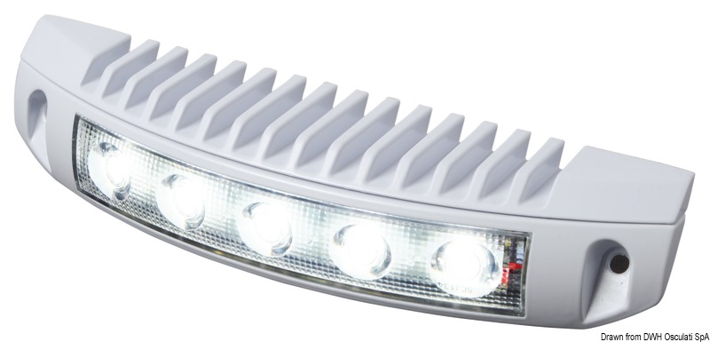 Corpo in alluminio anodizzato e verniciato con resina epossidica bianca.Si consiglia l’utilizzo di una pasta isolante tipo Duralac per l’installazione con viti inox.Area di copertura oltre 30 metri quadrati.