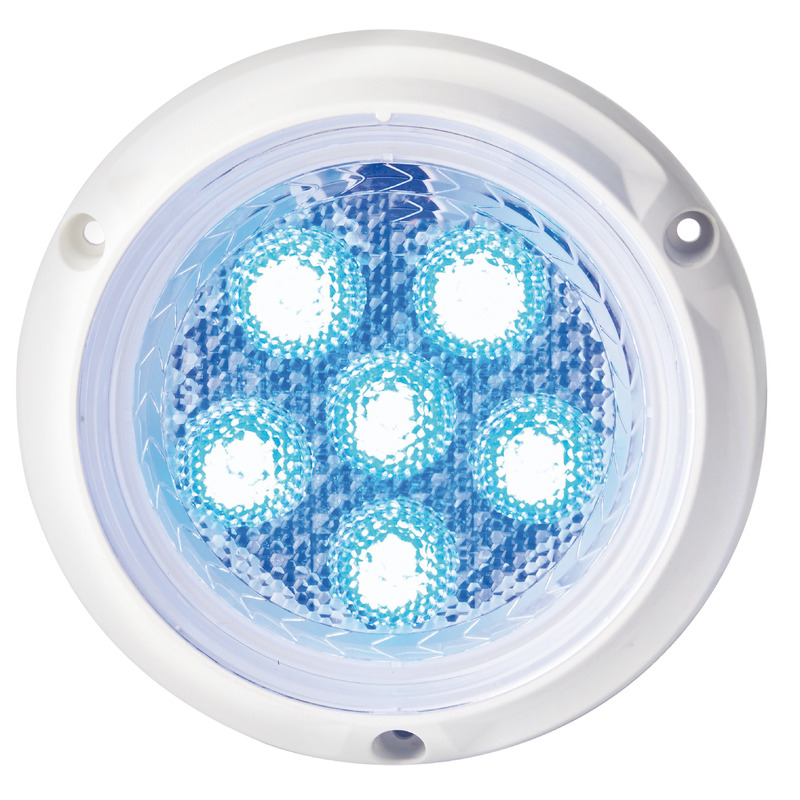 Installazione solo immersa in acqua. Fabbricata in tecnopolimero e dotata di LED ad alta efficienza. Grado di protezione IP68 e certificazione secondo la normativa EN60945.