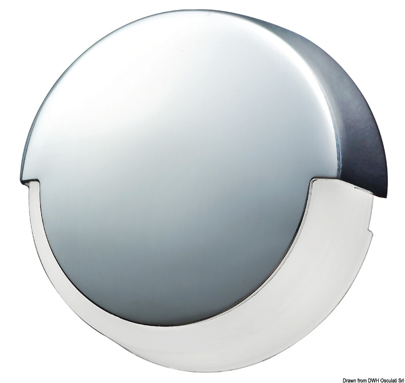 Corpo in plastica bianca, frontale in acciaio inox lucidato a specchio. Montaggio tramite vite.