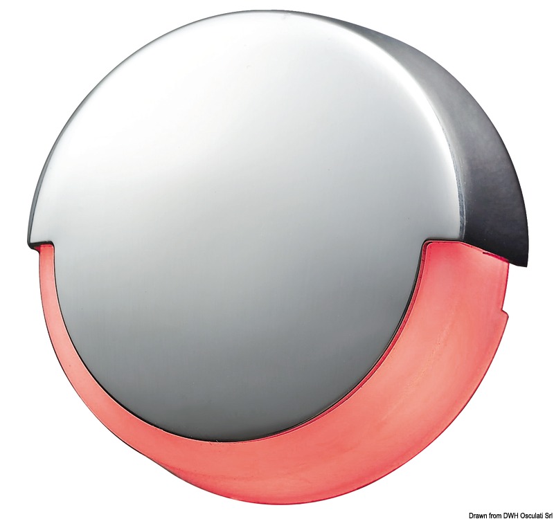 Corpo in plastica bianca, frontale in acciaio inox lucidato a specchio. Montaggio tramite vite.